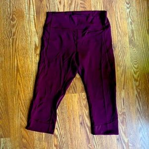 Lululemon cropped leggings maroon size 10
